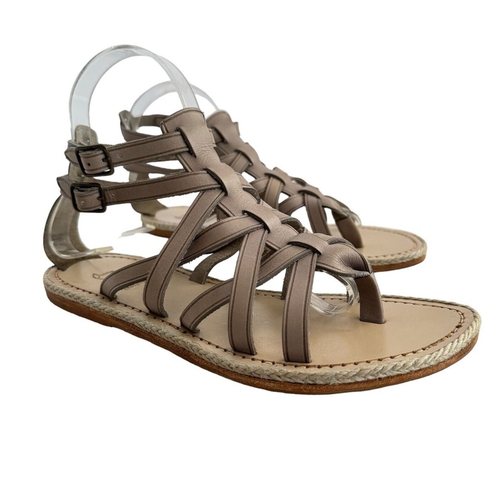CHRISTIAN LOUBOUTIN Leather Nuria Sandal Espadrilles Flat Sz 37 7 No Red Bottoms